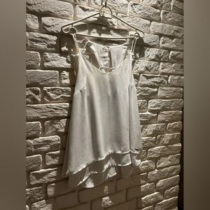 White Satin V-Neck Camisole Tank Top